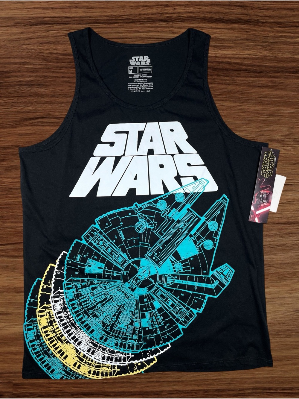 Star Wars Men’s Tank Top Featuring Millennium Falcon. Size Medium